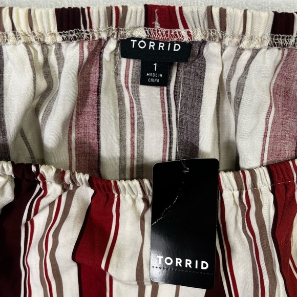 Torrid Ruffles Blouse Crop top Striped Womens 1 Plus size NWT curvy Summer 1573 - Picture 3 of 7